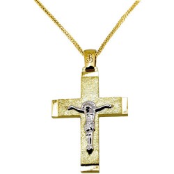 Χρυσός βαπτιστικός σταυρός Κ14 με αλυσίδα